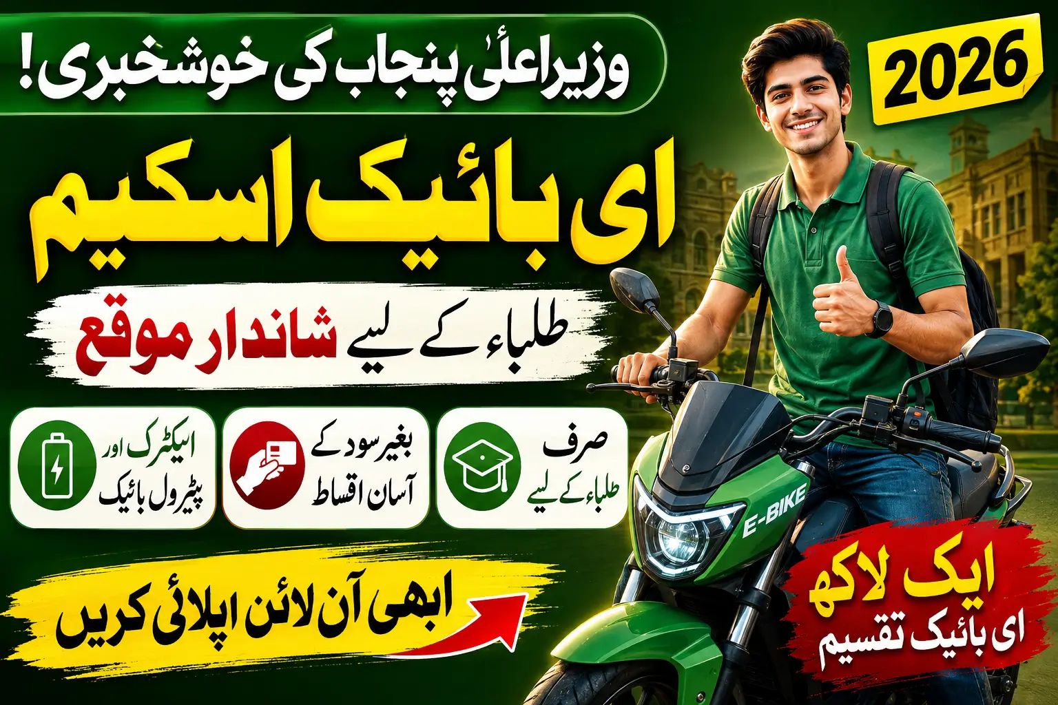 CM Punjab E-Bike Scheme 2026: Eligibility, Installments & Apply Online